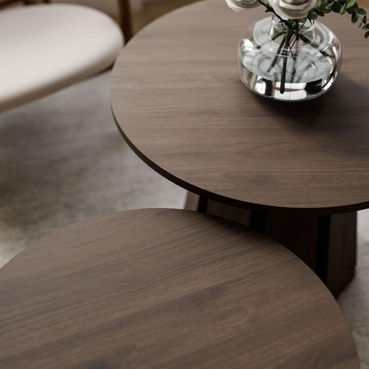 COUCHTISCHSET SILVA 2in1, Nussbaum - Nussbaumfarben, Holzwerkstoff (67/67/51cm) - Lookway