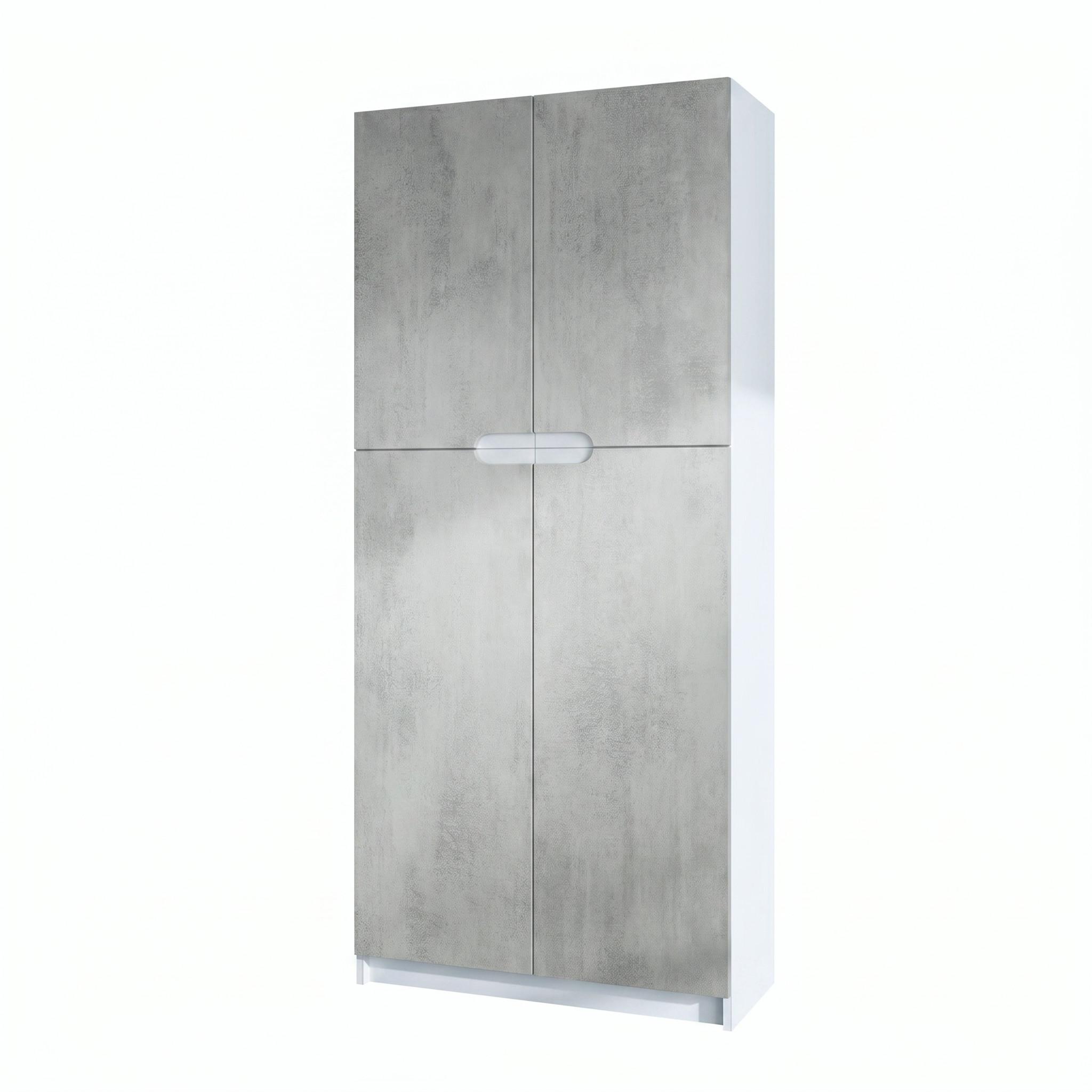 BÜROSCHRANK Logan Fronten in Beton Oxid Optik - Hellgrau, Holzwerkstoff (82/184/37cm) - Vladon