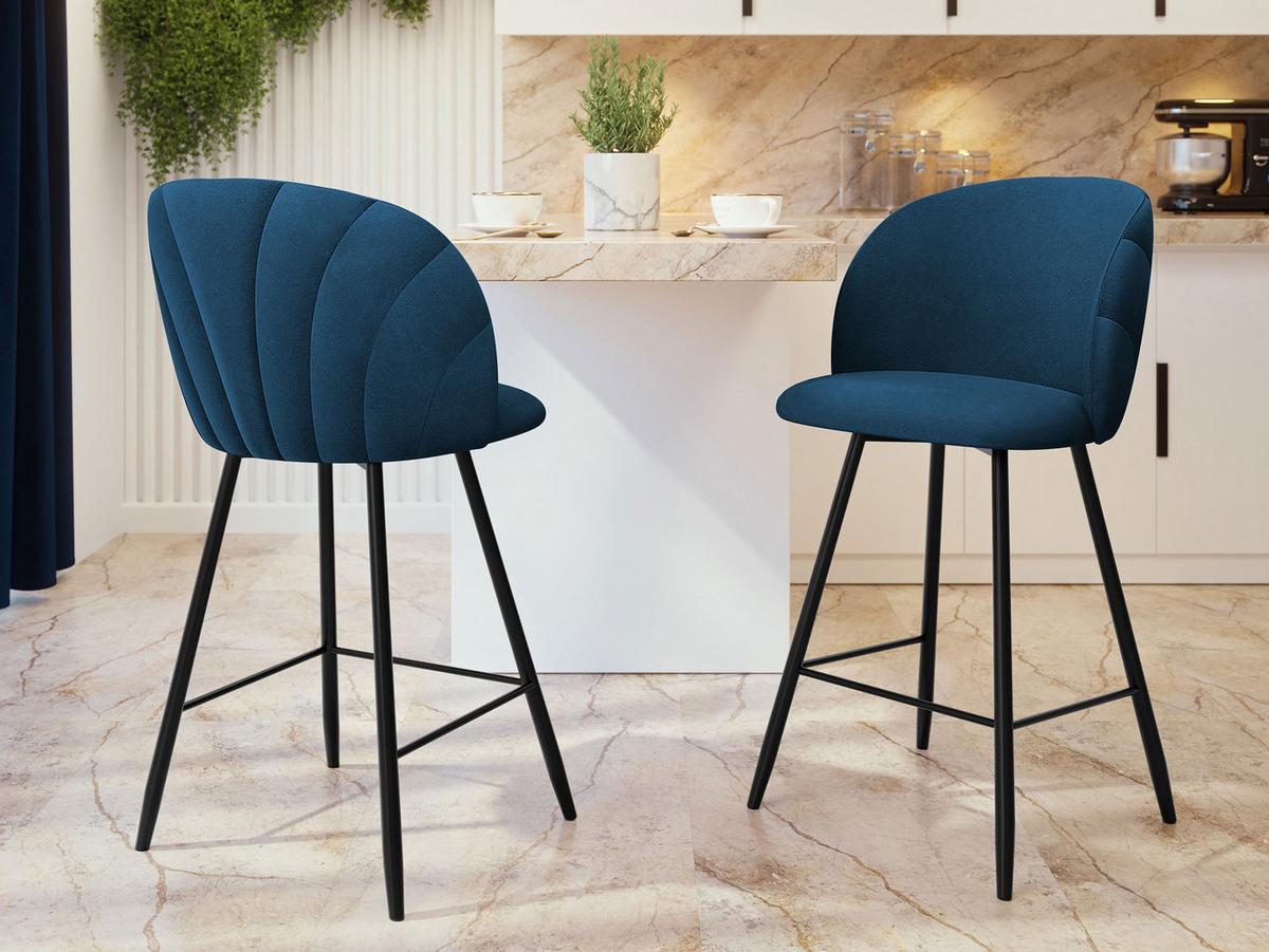 BARHOCKER K99 H - Blau/Schwarz, Holzwerkstoff/Textil (51/105/51cm) - MIRJAN24