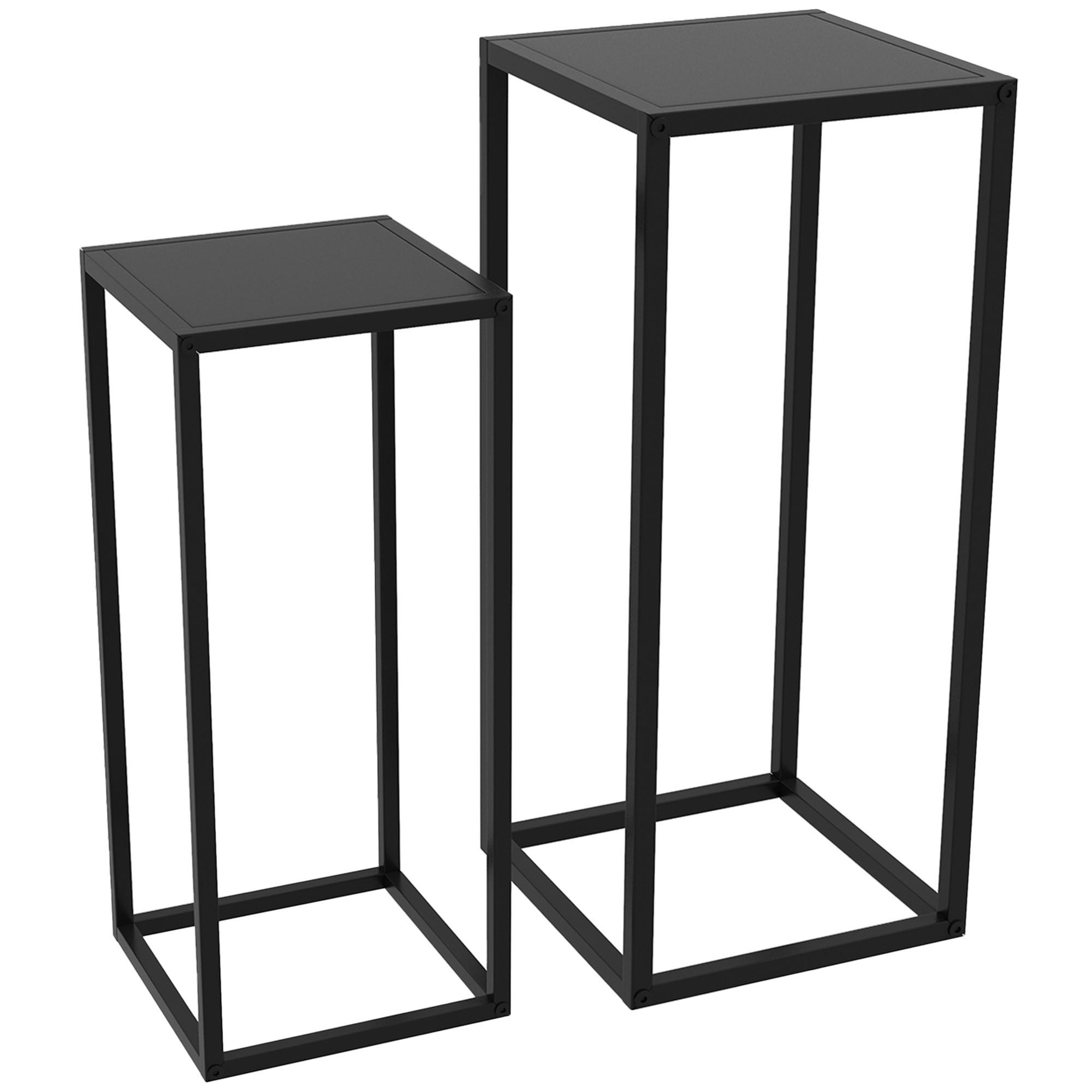 BLUMENSTÄNDER 2er Set Stahl Schwarz - Schwarz, Metall (31/31/65cm) - Outsunny