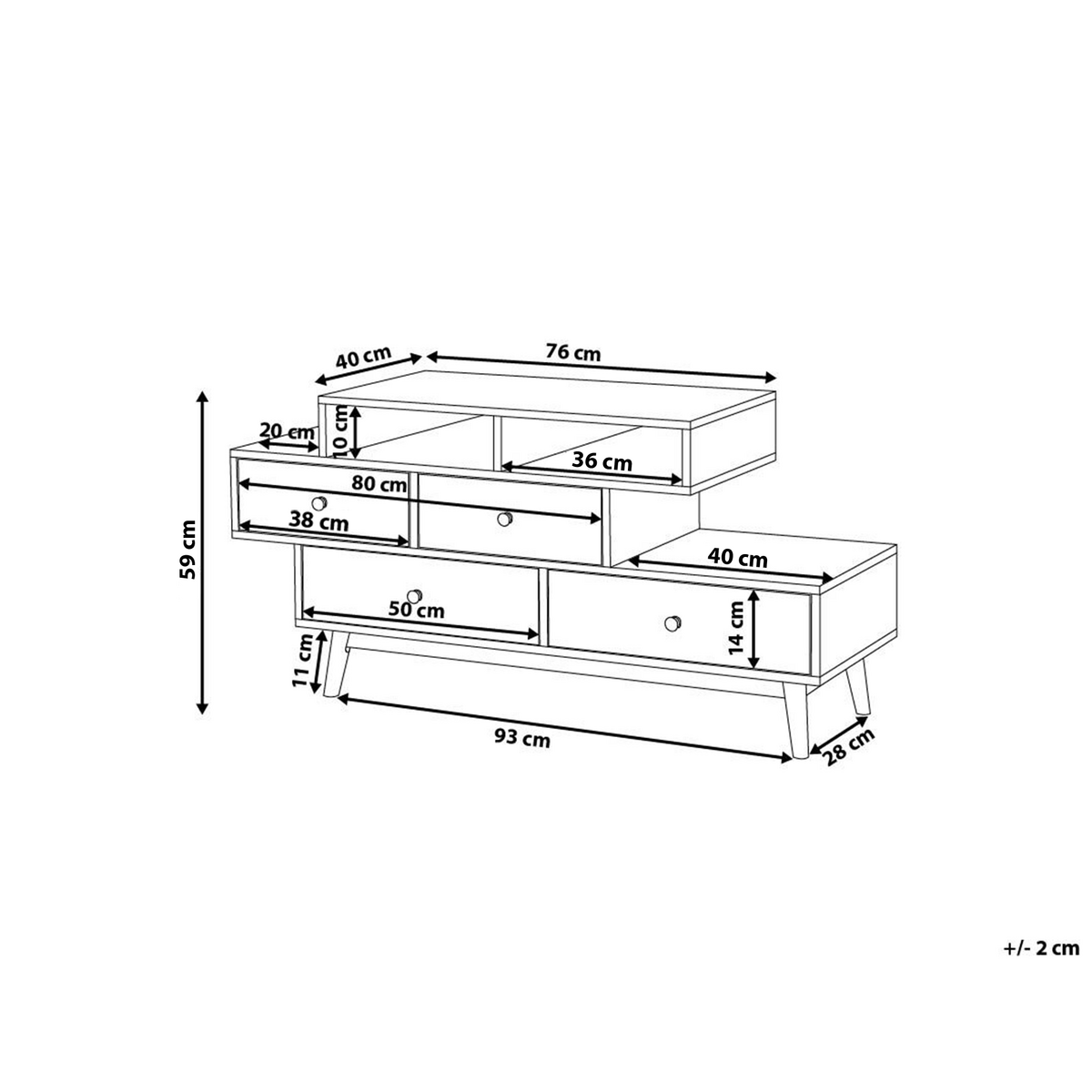 KOMMODE 4 Schubladen heller Holzfarbton Irvine - Hellbraun/Weiß, Holzwerkstoff (120/59/40cm) - Beliani