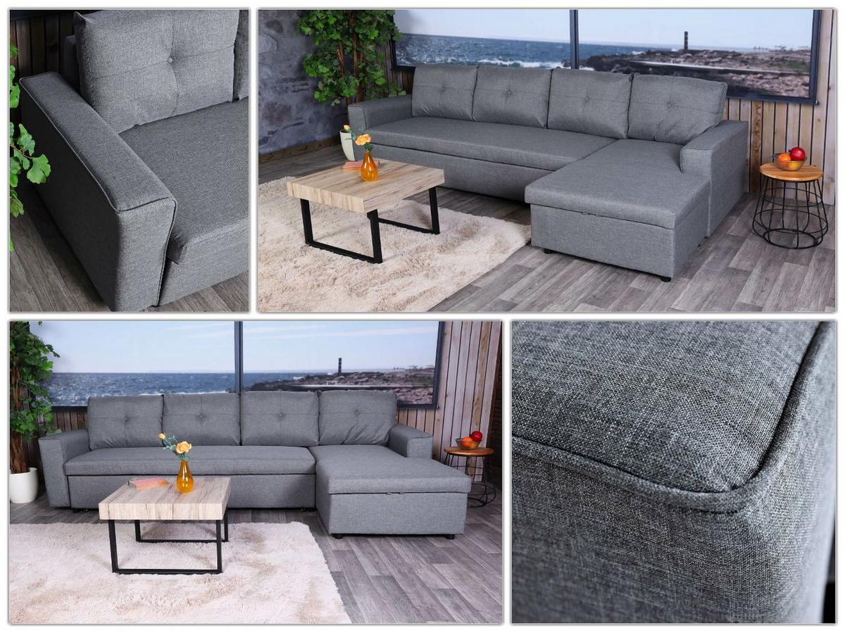 ECKSOFA MIT BETTKASTEN Grau - Grau, Textil (290/150cm) - MCW