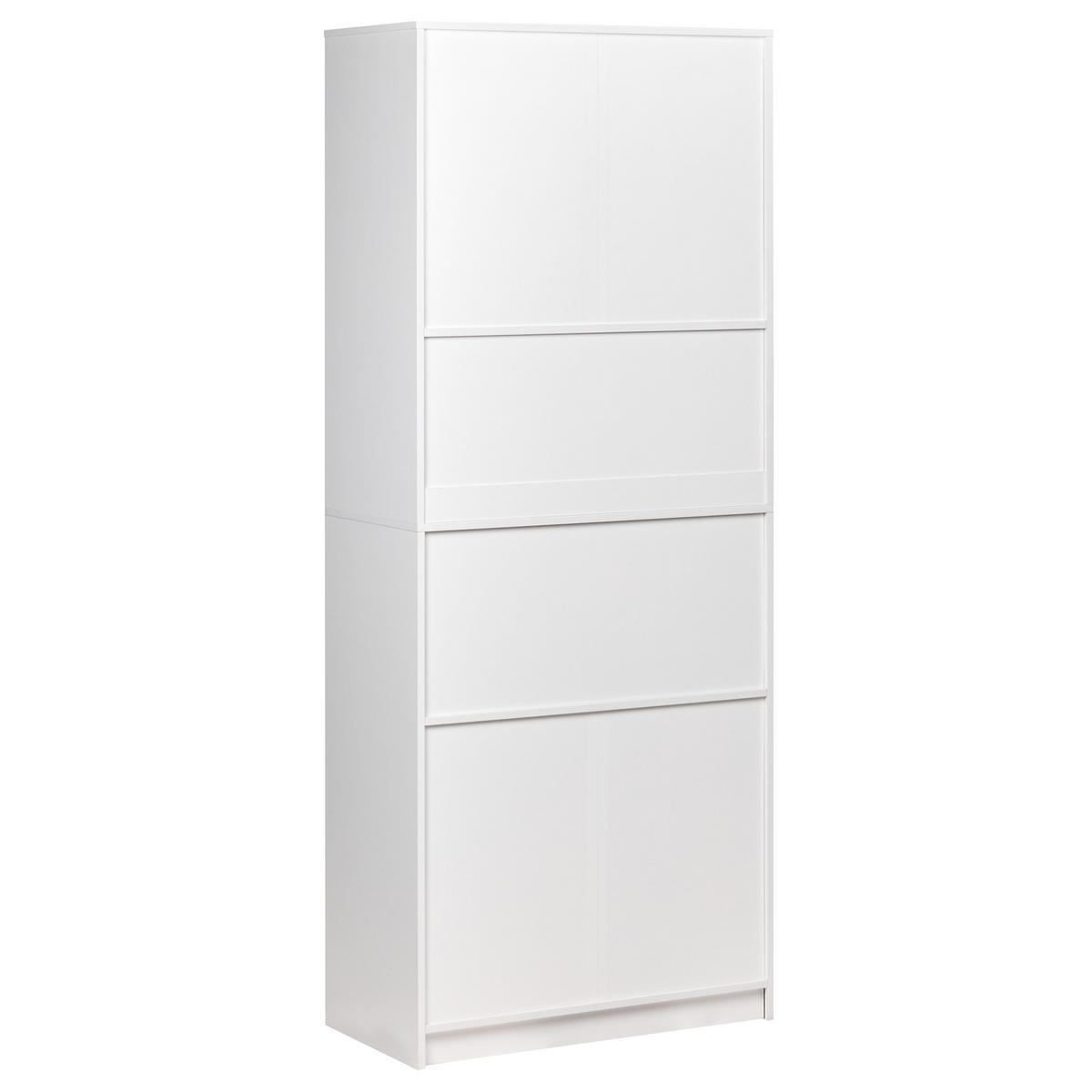 BÜCHERREGAL mit 4 Türen Grau/Weiß Zehna - Weiß/Grau, Holzwerkstoff (80/197/40cm) - Beliani