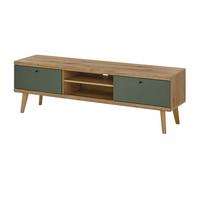 TV-LOWBOARD Salbei grün, Eiche Evoke skandinavisch 160 cm, Fernsehtisch mit Stauraum - Salbeigrün/Eichefarben, Holz/Holzwerkstoff (160/50/40cm) - Furn.Design