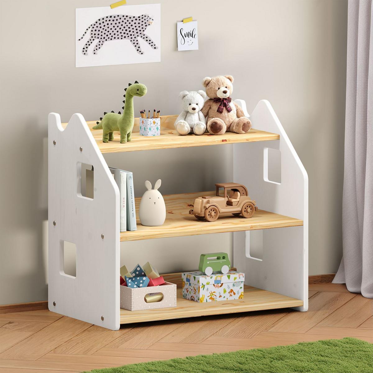 KINDERREGAL YASMIN natur/weiß - Naturfarben/Weiß, Holz (65/60/40cm) - IDIMEX