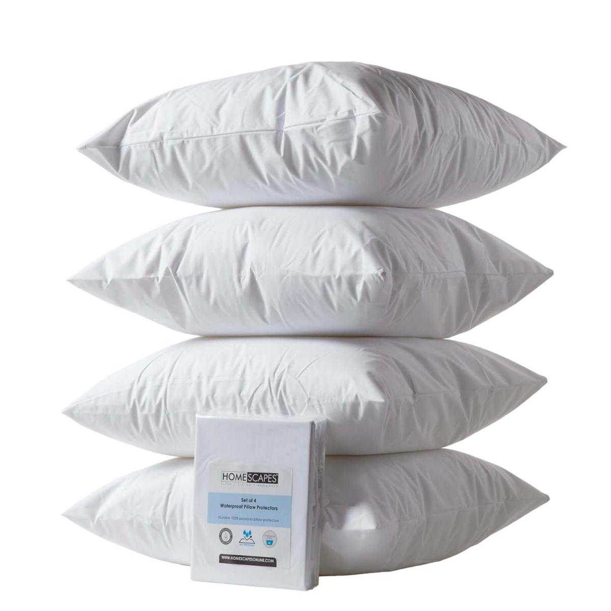 KISSENSCHONER wasserdicht 80/80 cm, 4er-Set mit Reißverschluss - Weiß, Textil (80/80cm) - Homescapes