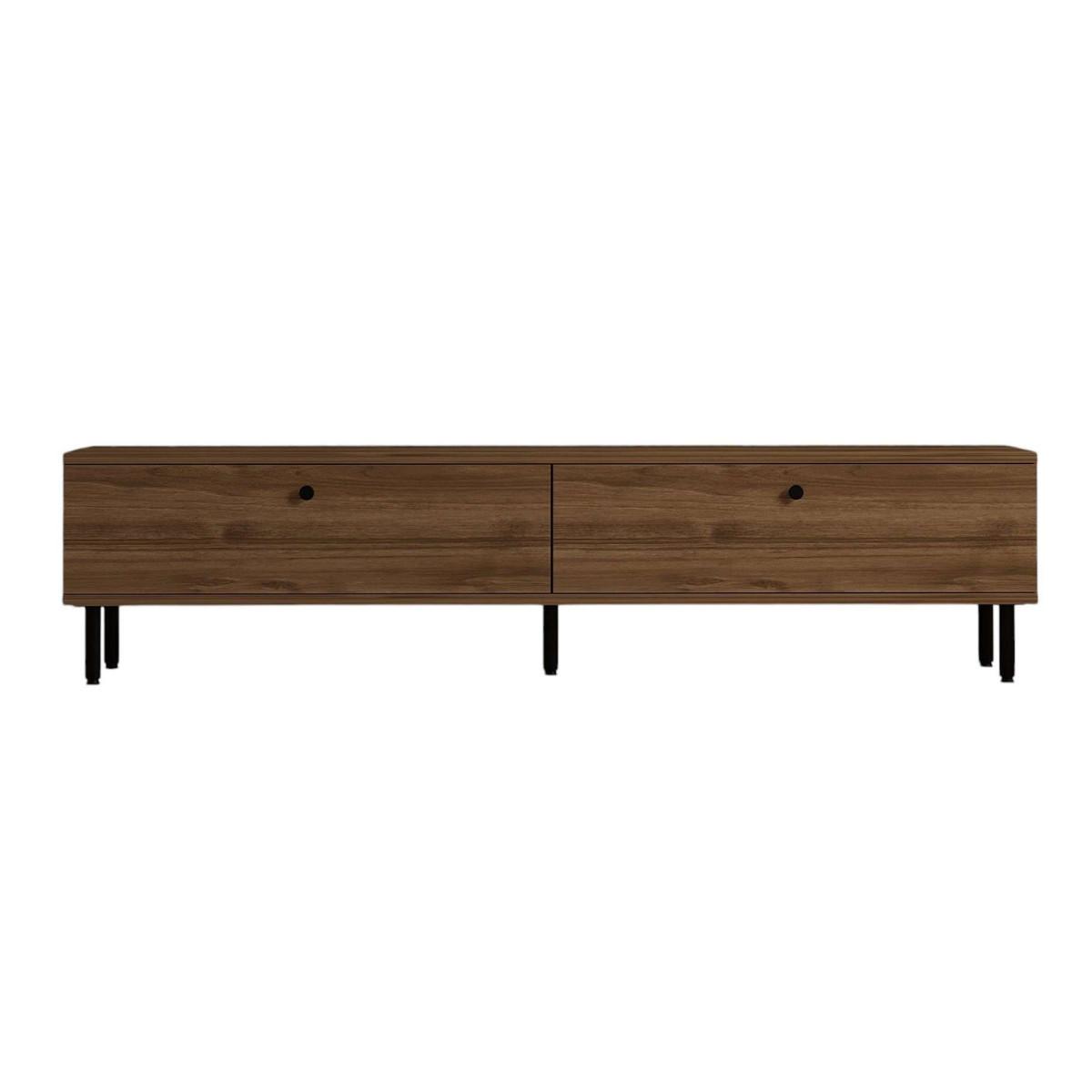 TV-MÖBEL mit 2 Klappen in Nussbaumdekor und schwarzen Metallfüßen 160/25/37 cm - Nussbaumfarben, Holzwerkstoff (25/37/160cm) - Calicosy