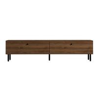 TV-MÖBEL mit 2 Klappen in Nussbaumdekor und schwarzen Metallfüßen 160/25/37 cm - Nussbaumfarben, Holzwerkstoff (25/37/160cm) - Calicosy