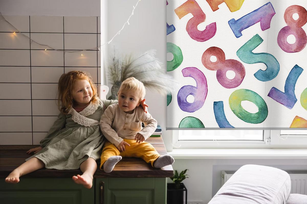 INNENROLLO - Fensterrollo - Rollo - 150x180 cm - Bunte Zahlen - Violett, Kunststoff (150/180/0.5cm) - TULUP