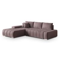 ECKSOFA ALESE L-S Lila Velours-Stoff mit Schlaffunktion - Lila/Silberfarben, Holz/Textil (265/185cm) - MASSENO