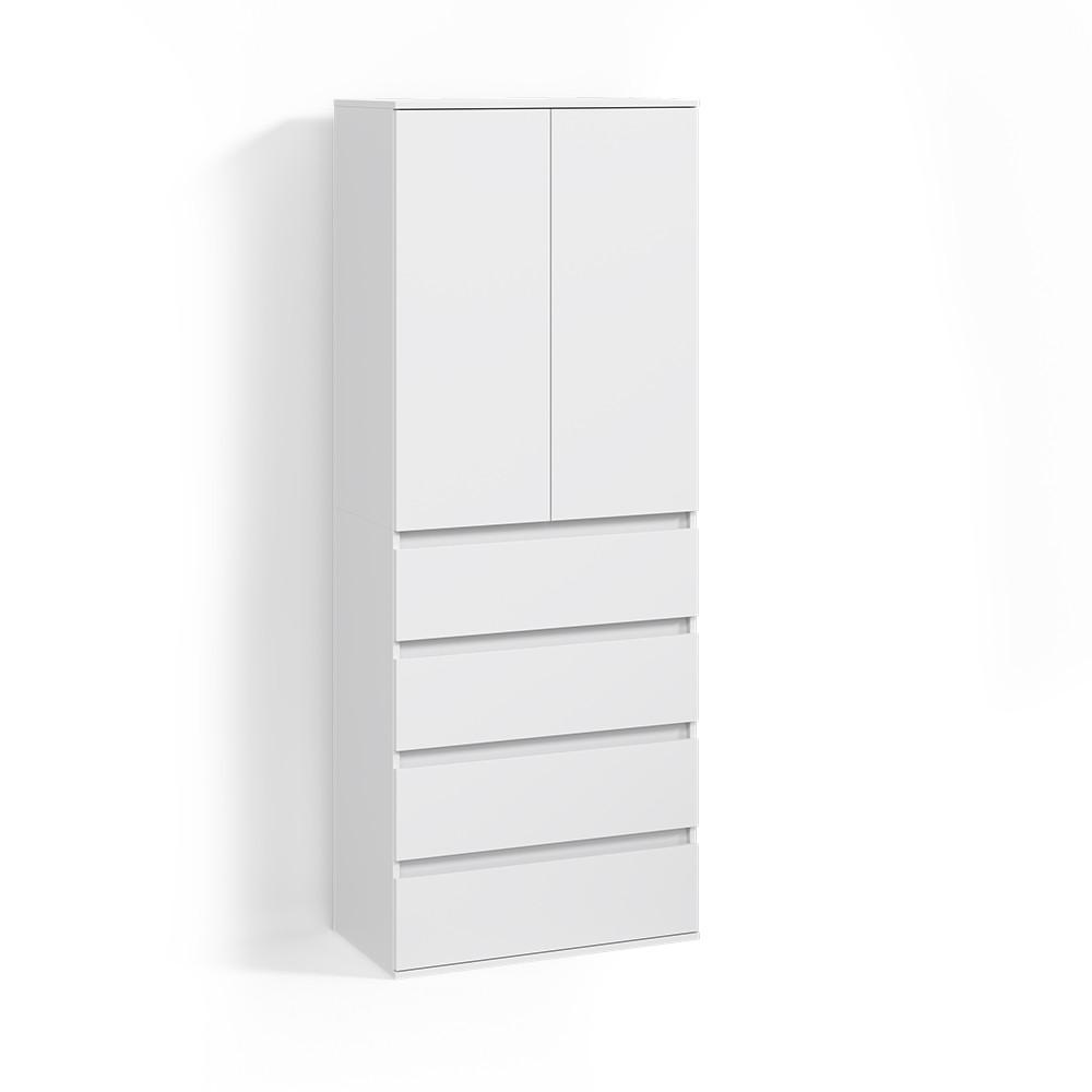 KLEIDERSCHRANK Garda Weiß mit 4 Schubladen - Weiß, Holzwerkstoff (74/191.5/40cm) - Livinity®