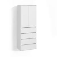 KLEIDERSCHRANK Garda Weiß mit 4 Schubladen - Weiß, Holzwerkstoff (74/191.5/40cm) - Livinity®