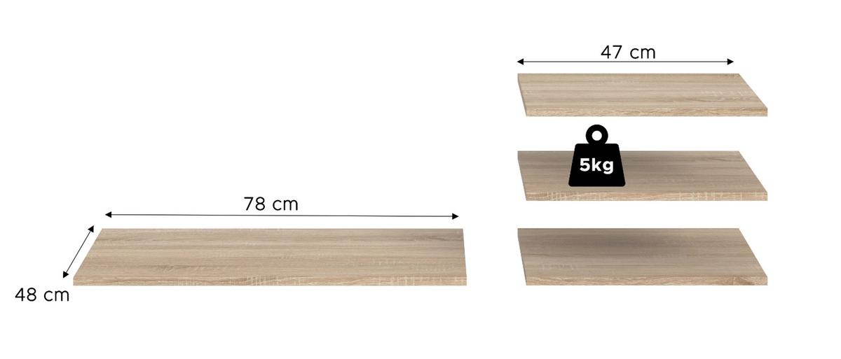 KLEIDERSCHRANK Eiche Sonoma, Kaschmir 3-türig 130 x 183 cm, Drehtürenschrank inklusive Einlegeböden - Kaschmir/Eichefarben, Holzwerkstoff/Kunststoff (130/183/53cm) - Inn.Furn