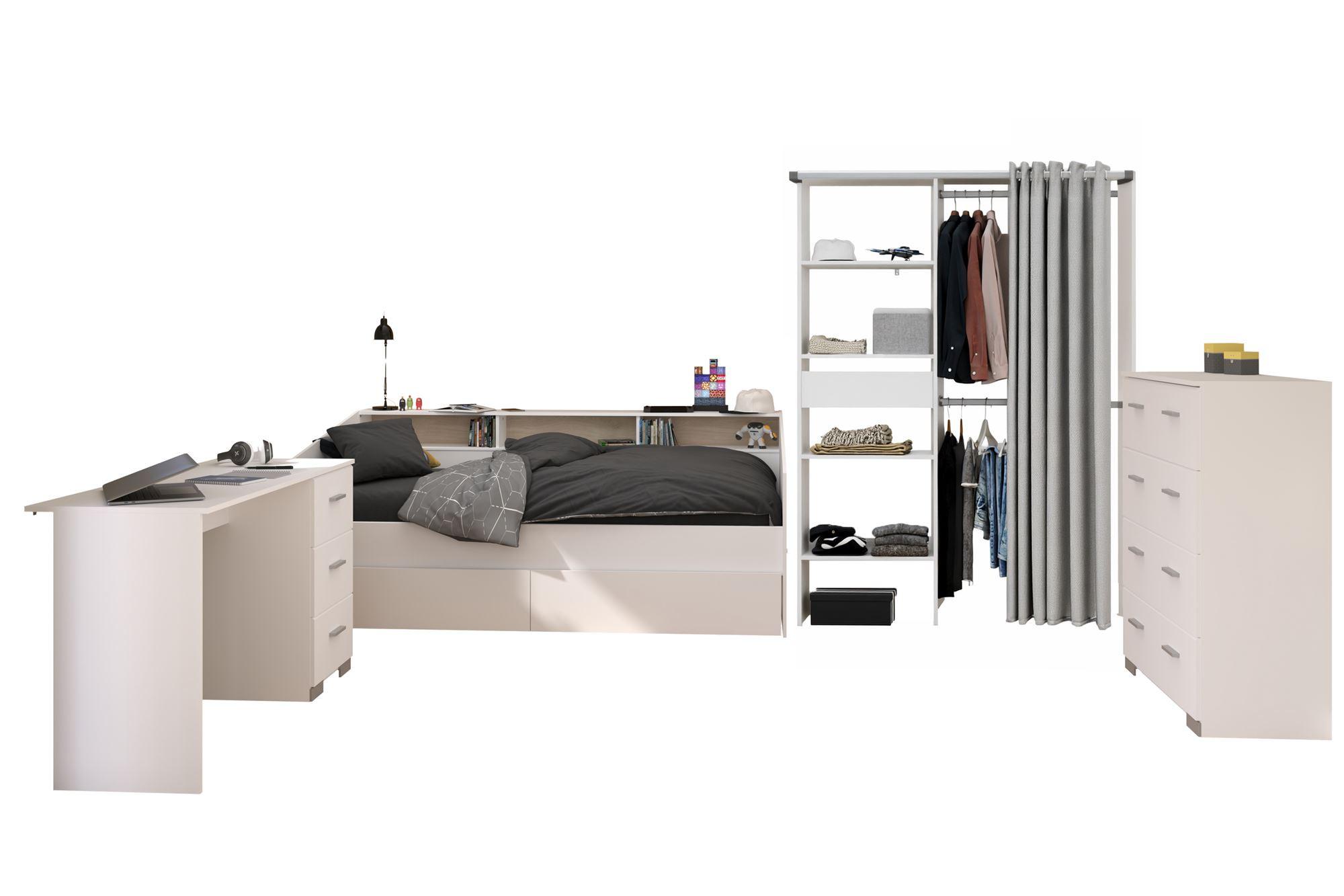 KINDERZIMMER SET Parisot Sleep 4-tlg. Holzdekor Weiß/Eiche - Eichefarben/Weiß, Kunststoff (100/1/200cm) - 58aufmkessel