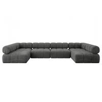 WOHNLANDSCHAFT modulares Sofa Garvo-U2 - 380x190x70 cm Dunkelgrau Velours - Dunkelgrau, Holzwerkstoff/Textil (380/70/190cm) - ALTDECOR