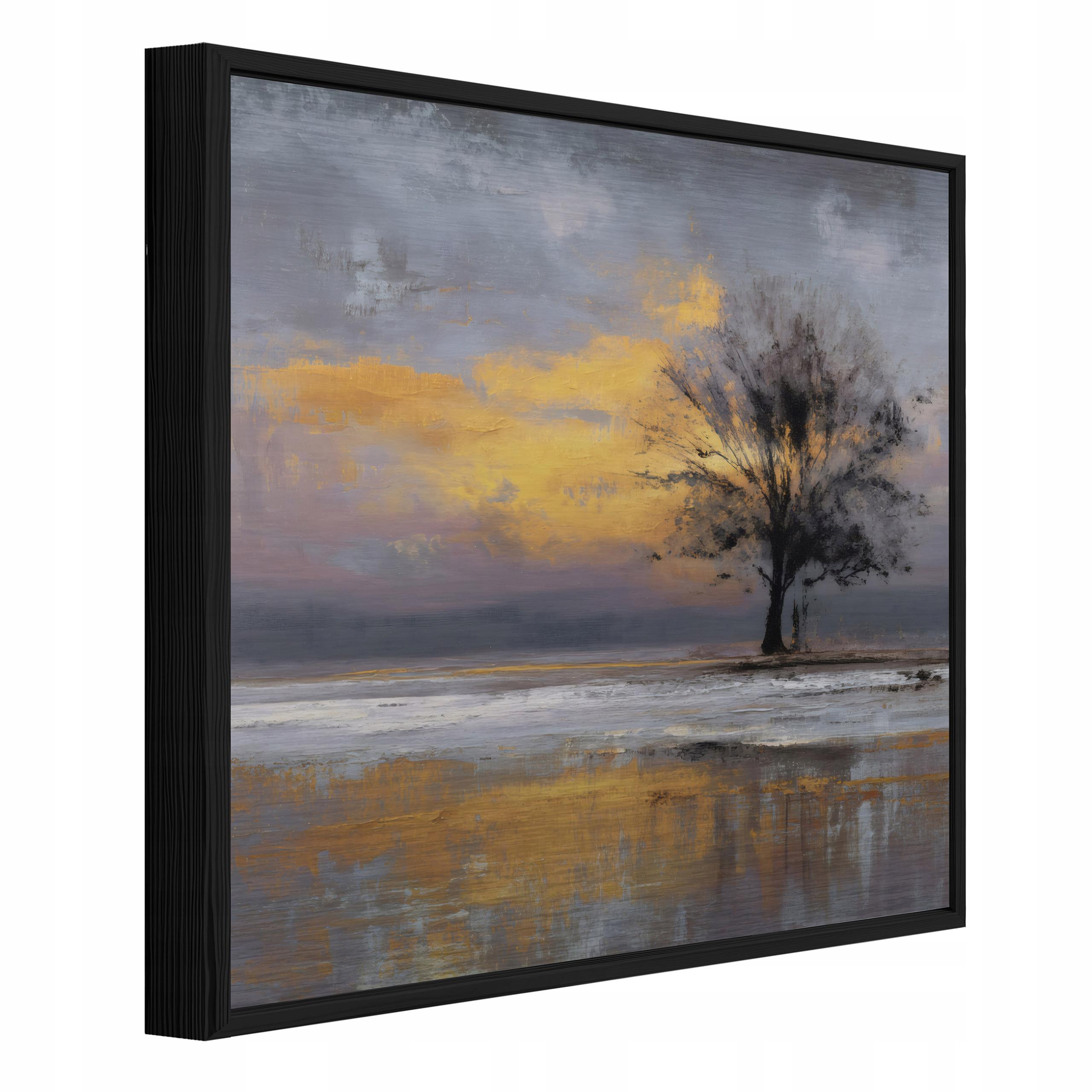 BILDER mit Rahmen Abstraktion Baum Golden 80x80 cm - Multicolor, Metall (80/80cm) - Wallarena