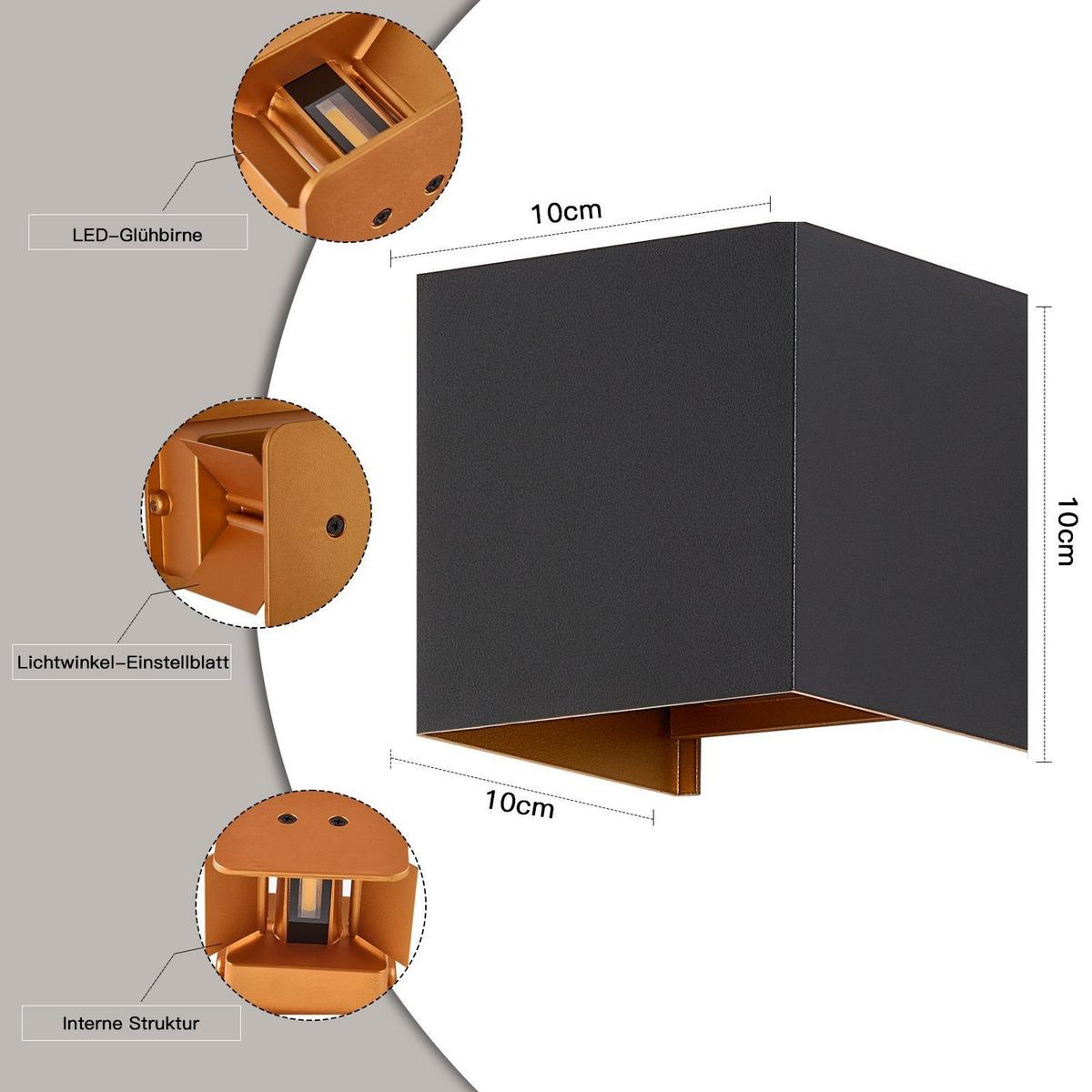 LED WANDLEUCHTE Inspiration 2er-Set - Schwarz, Metall (10/10/10cm) - Nettlife