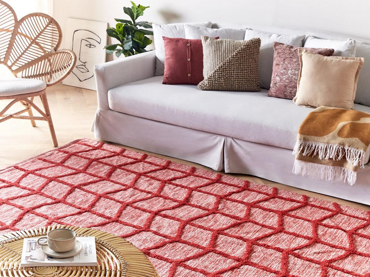 KURZFLOR-TEPPICH Sivas 230/160 cm - Rot, Textil (160/230cm) - Beliani