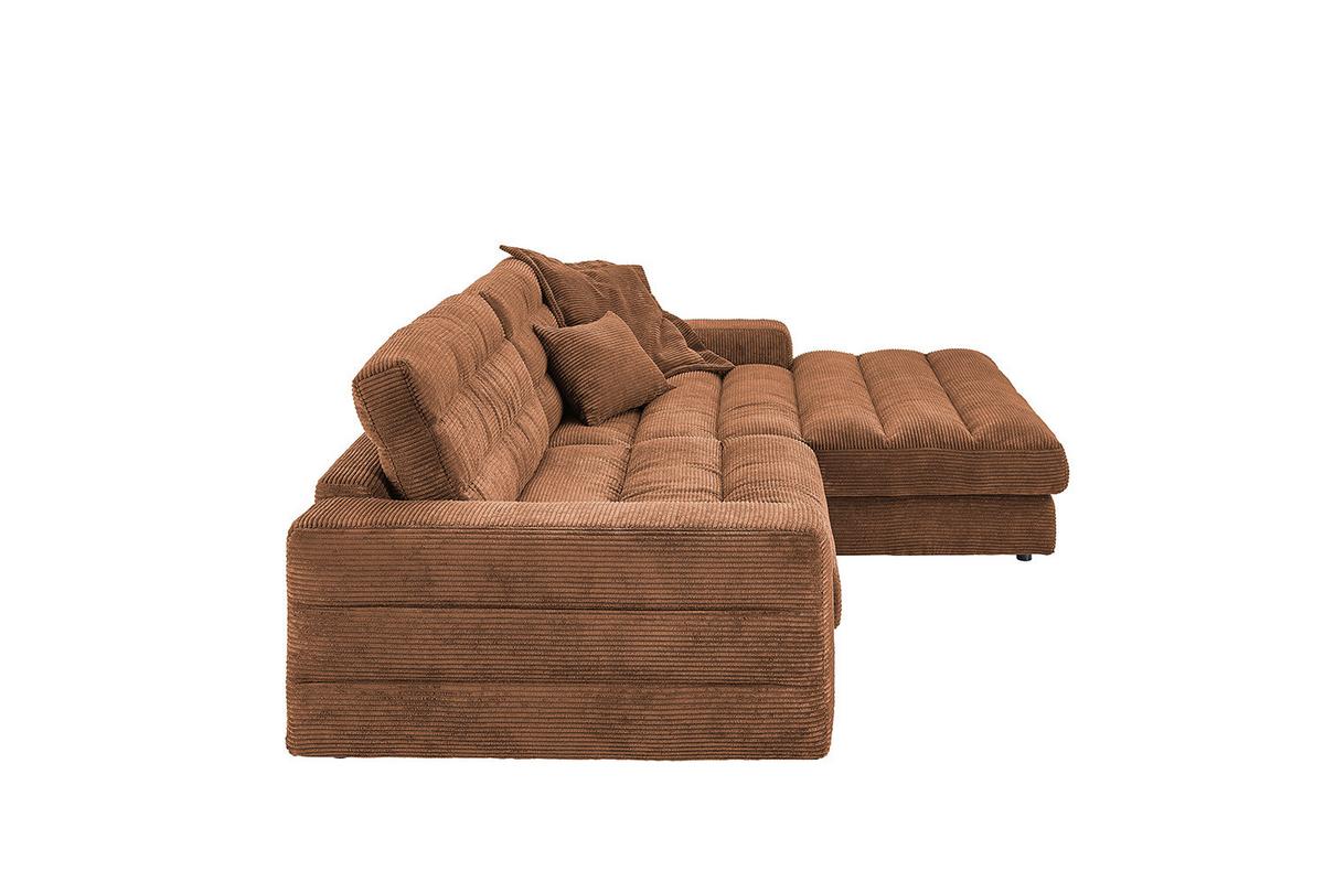 ECKSOFA LANA SOFA Braun Cord - Schwarz/Braun, Textil (296/205cm) - KAWOLA