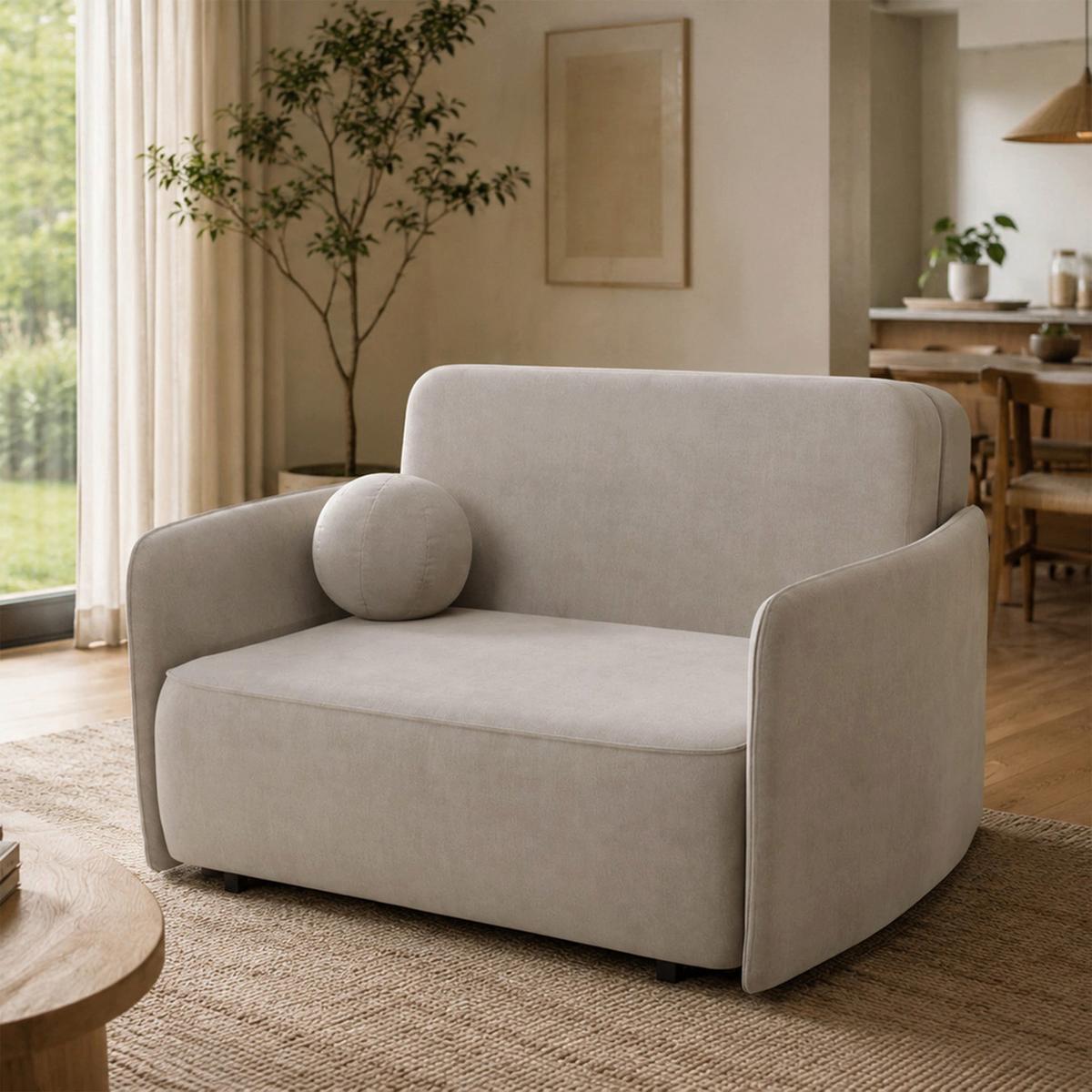 SCHLAFSOFA Paxi 145 cm - Ecru/Schwarz, Textil/Metall (145/84/106cm) - Selsey