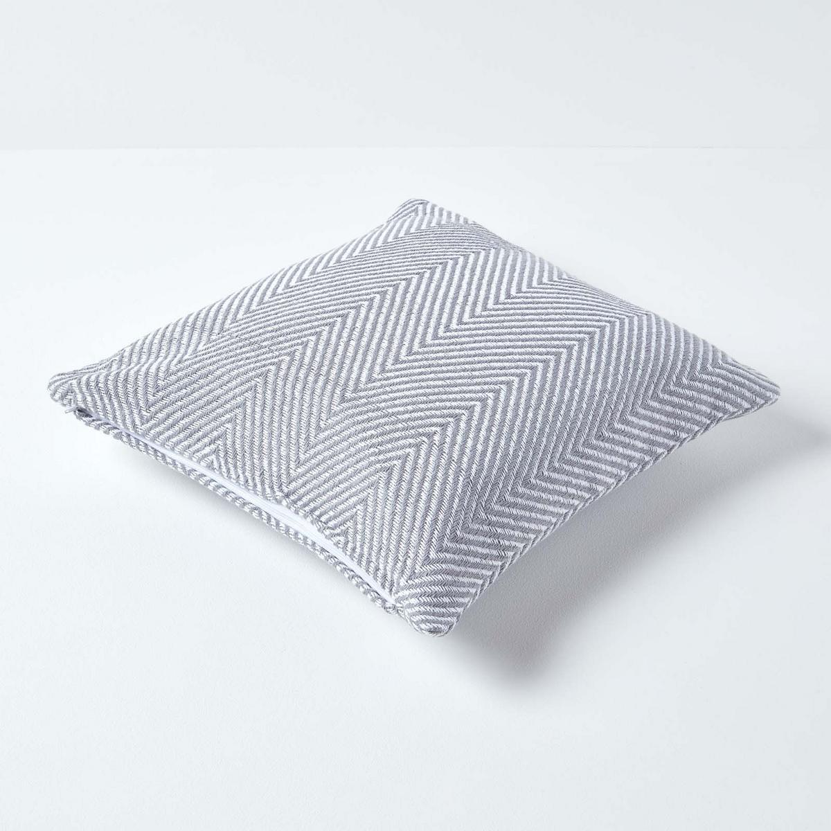 KISSENHÜLLE Halden Fischgrät 45/45 cm - Grau, Textil (45/45cm) - Homescapes