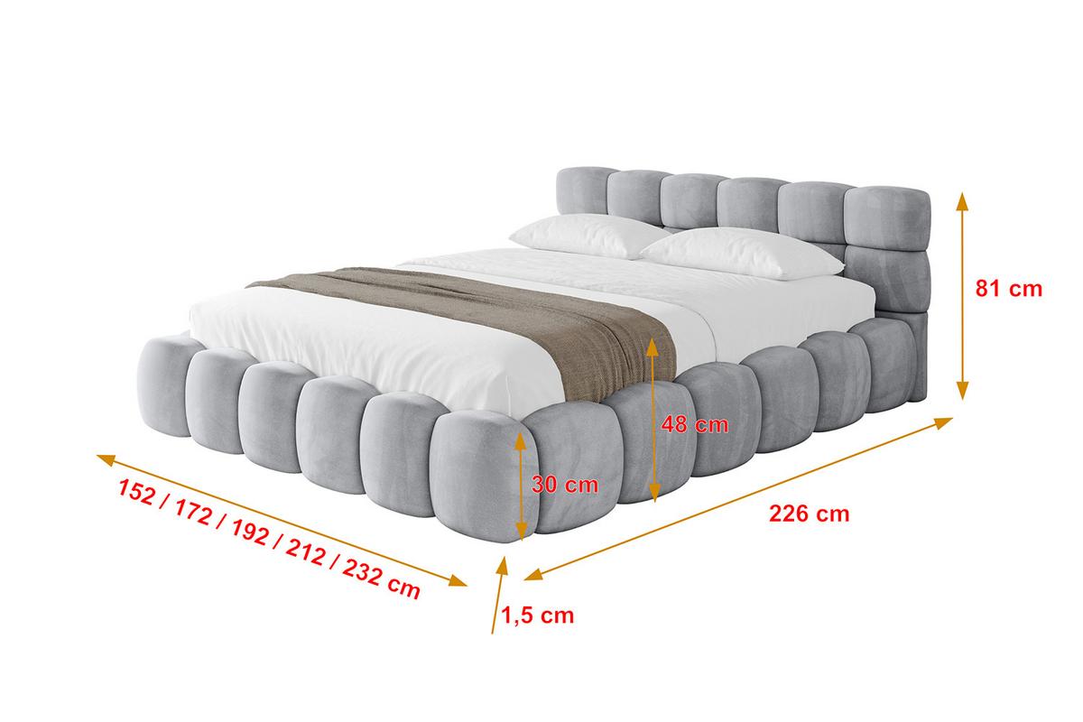 POLSTERBETT mit Bettkasten und Lattenrost, Bett mit Matratze H3/H4 - LEYA-v1 160x200 Hellgrau - Hellgrau, Holzwerkstoff/Textil (160/200cm) - ALTDECOR
