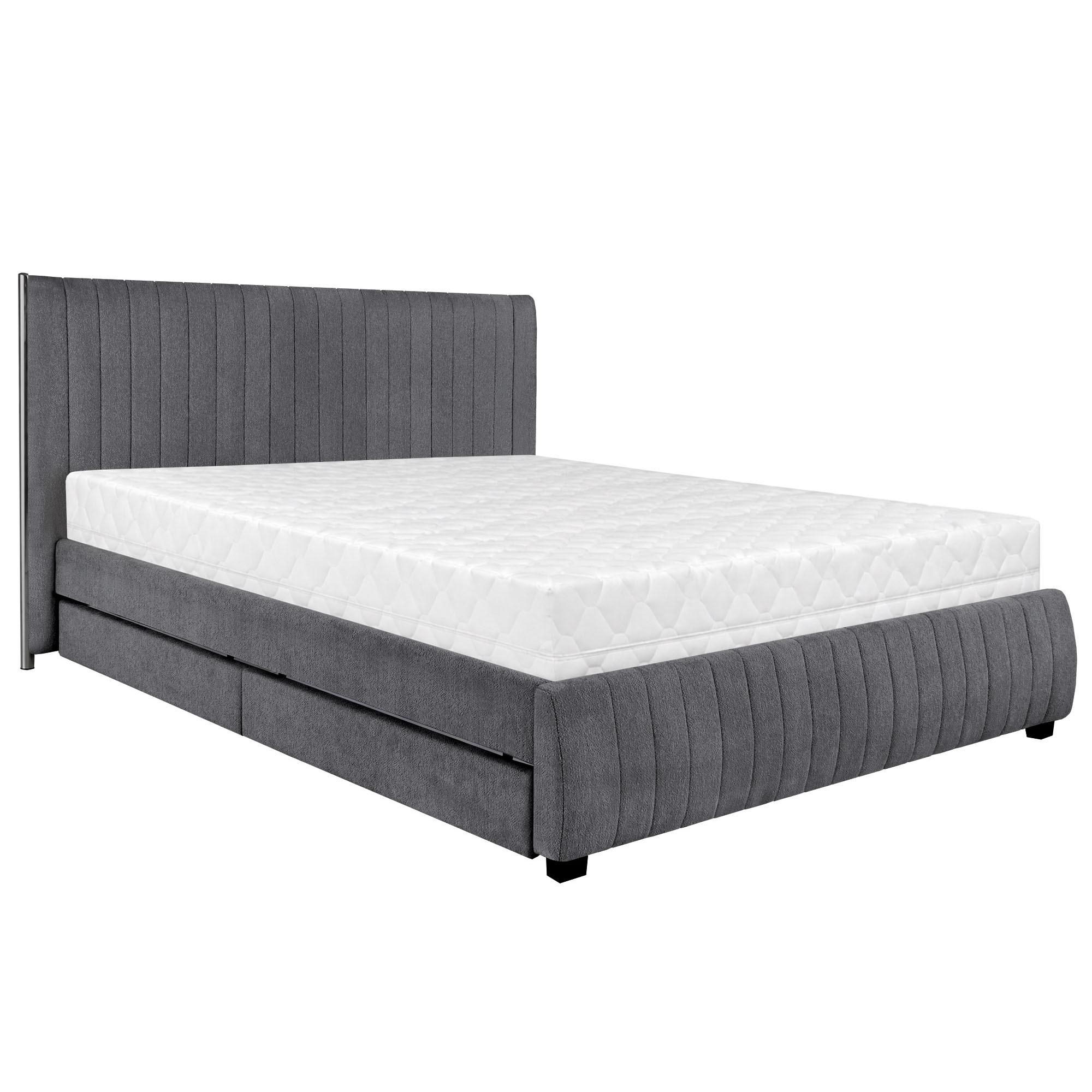 POLSTERBETT Calma mit Taschenfedernmatratze 26 cm, 2 Bettkastenschubladen, 160x200 cm, Bouclé-Stoff, Dunkelgrau - Dunkelgrau, Textil (160/200cm) - Beautysofa