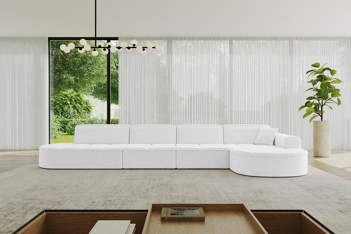 ECKSOFA Ottomane Rechts TARO-L3 - 413x171x79,5 cm Weiß - Weiß, Holzwerkstoff/Textil (413/171cm) - ALTDECOR
