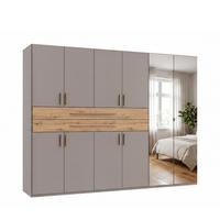 DREHTÜRENSCHRANK B270/H208/T58 cm Sandgrau, Kleiderschrank mit 2 Spiegeltüren, 2 großen Schubkästen & Griffen in Eiche Artisan Dekor / 22647 - Sandfarben/Eiche Artisan, Holzwerkstoff/Kunststoff (270/208/58cm) - luma-home