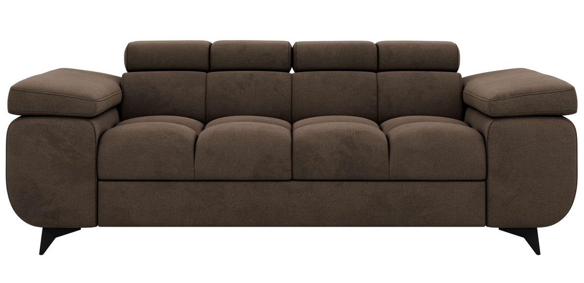 2-SITZER SOFA NIDELLO - Braun Velvet - Schwarz/Braun, Textil/Metall (194/70/97cm) - MKS