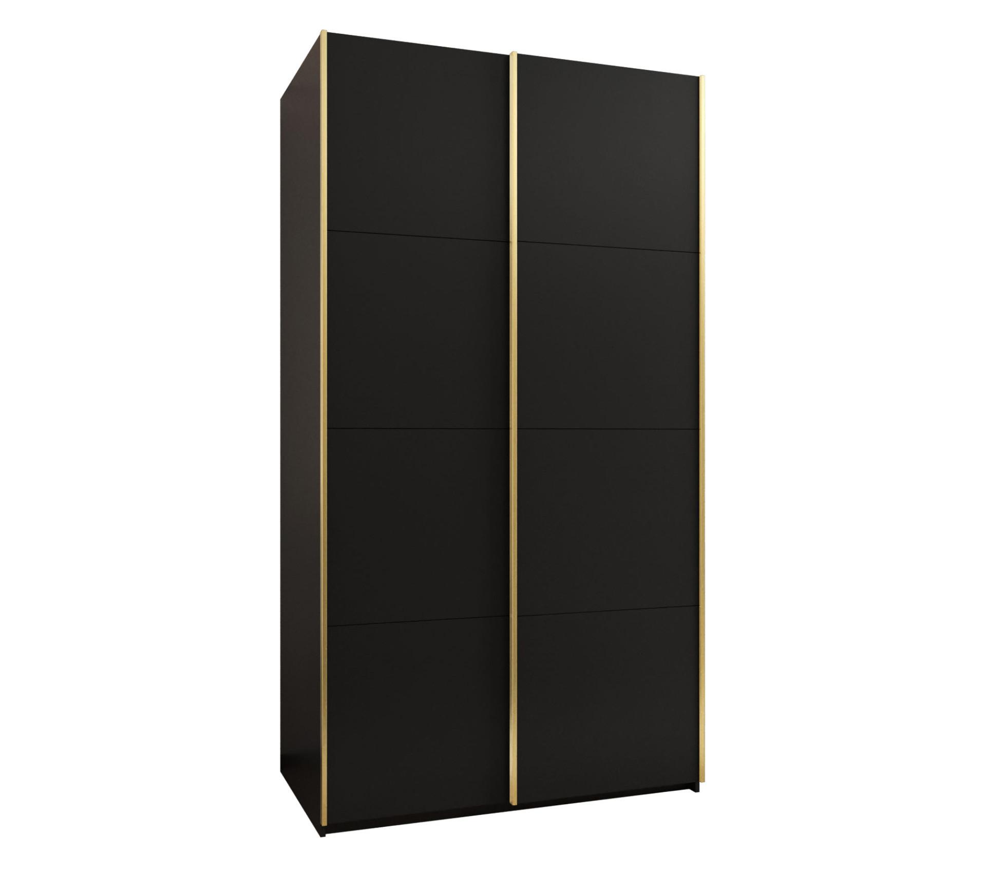SCHWEBETÜRENSCHRANK 245,5/140/64 2-türig - Goldfarben/Schwarz, Holz/Metall (140/245/64cm) - Abiks Möbel