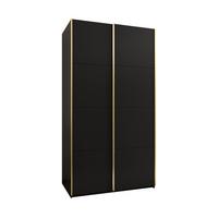 SCHWEBETÜRENSCHRANK 245,5/140/64 2-türig - Goldfarben/Schwarz, Holz/Metall (140/245/64cm) - Abiks Möbel