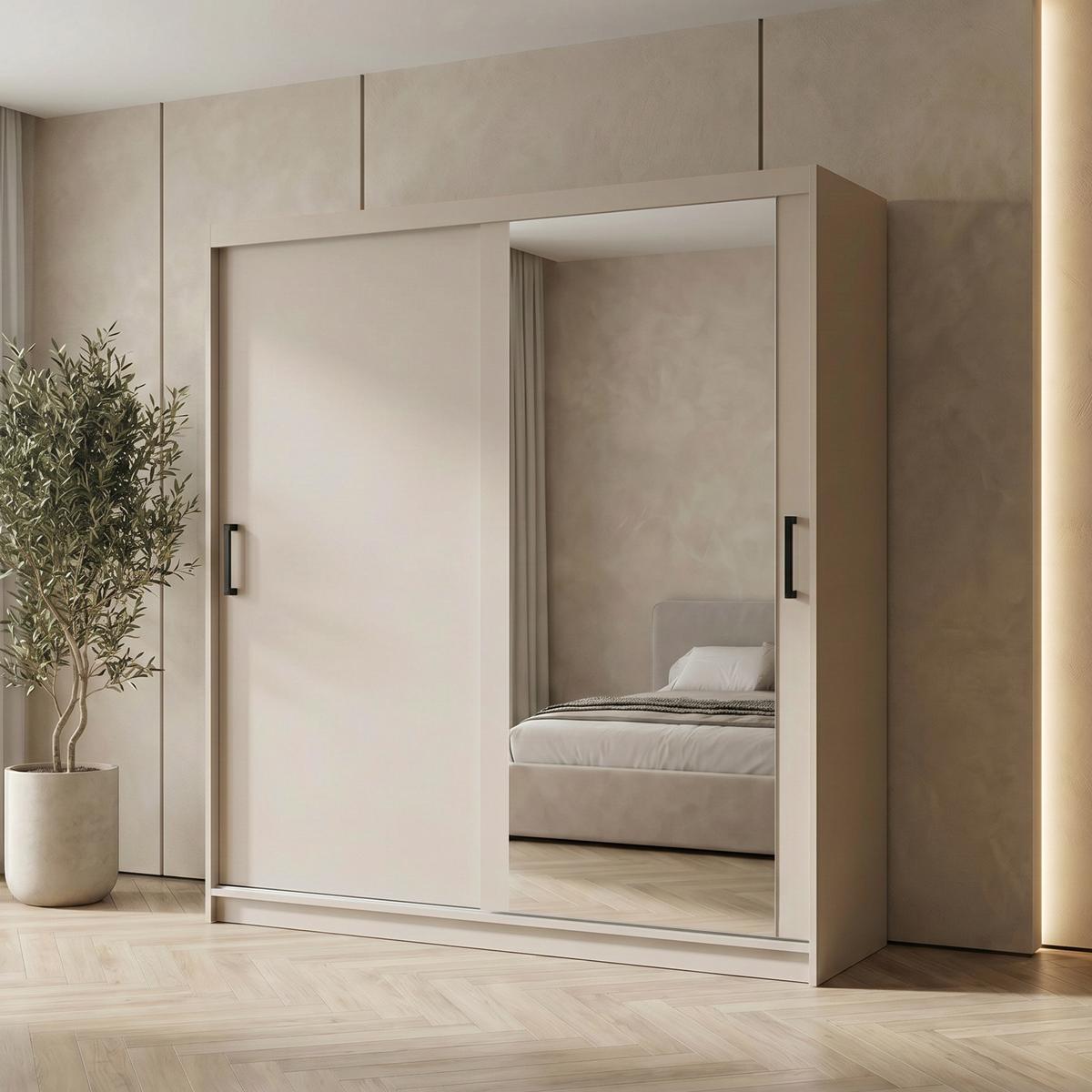 SCHWEBETÜRENSCHRANK Hela mit 2 Türen. 180 cm, Kaschmir - Kaschmir, Holzwerkstoff (180/205/60cm) - Beautysofa