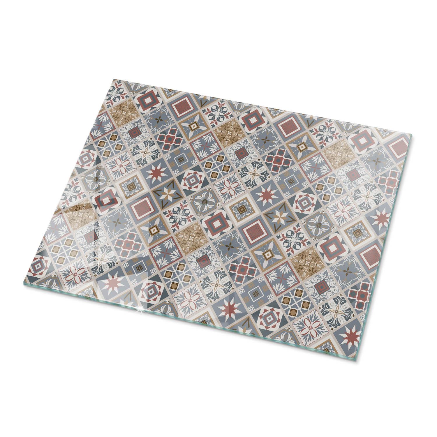 TISCHPLATTE 80x60 cm Mosaikmuster mit Ornamenten - Multicolor/Grau, Glas (0.4/80/60cm) - TULUP