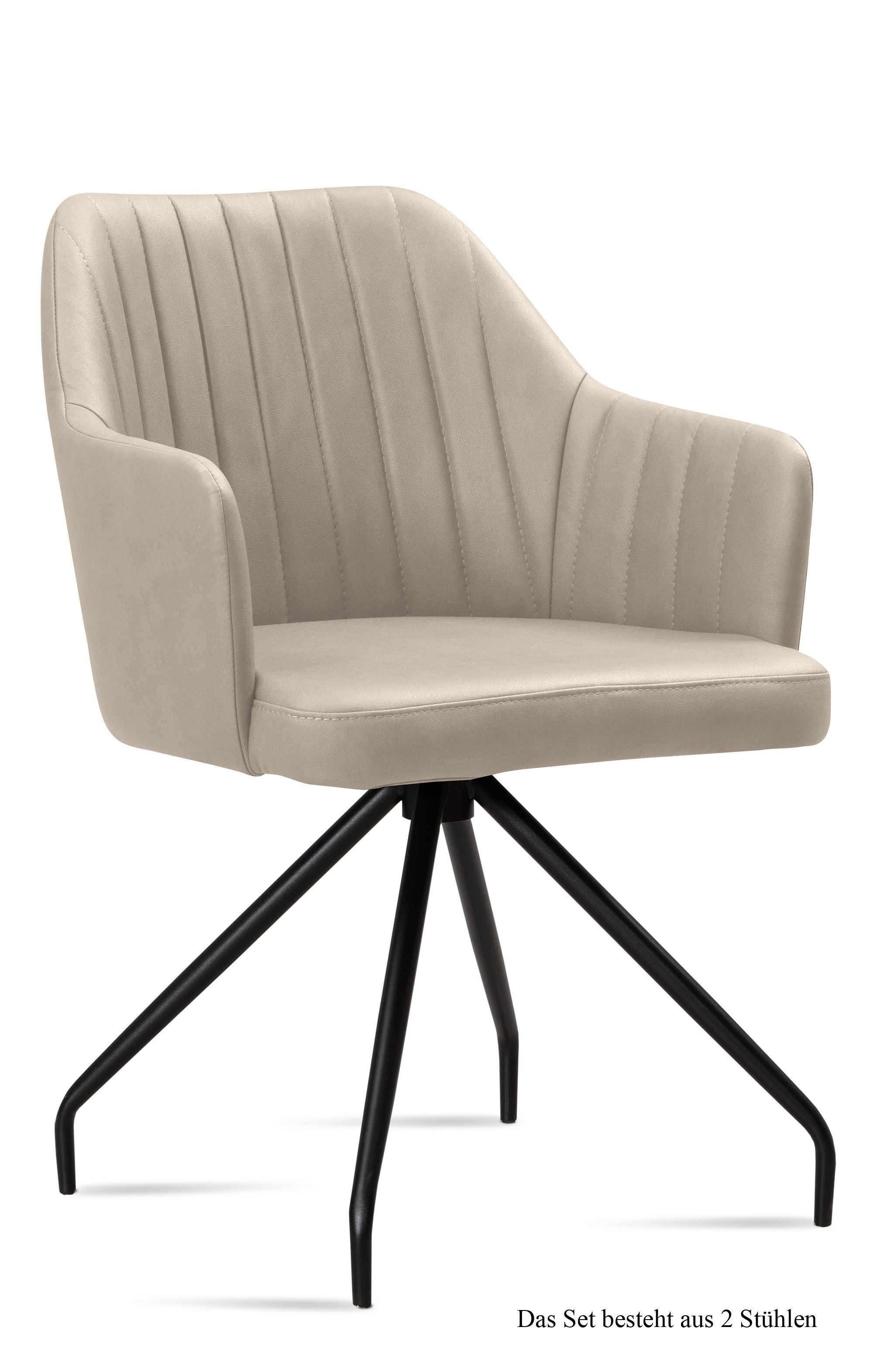ARMLEHNSTUHL (2er-Set) Dinara 58x81x60 Schwarz/Natur - Schwarz/Naturfarben, Kunststoff (60/81/58cm) - 58aufmkessel