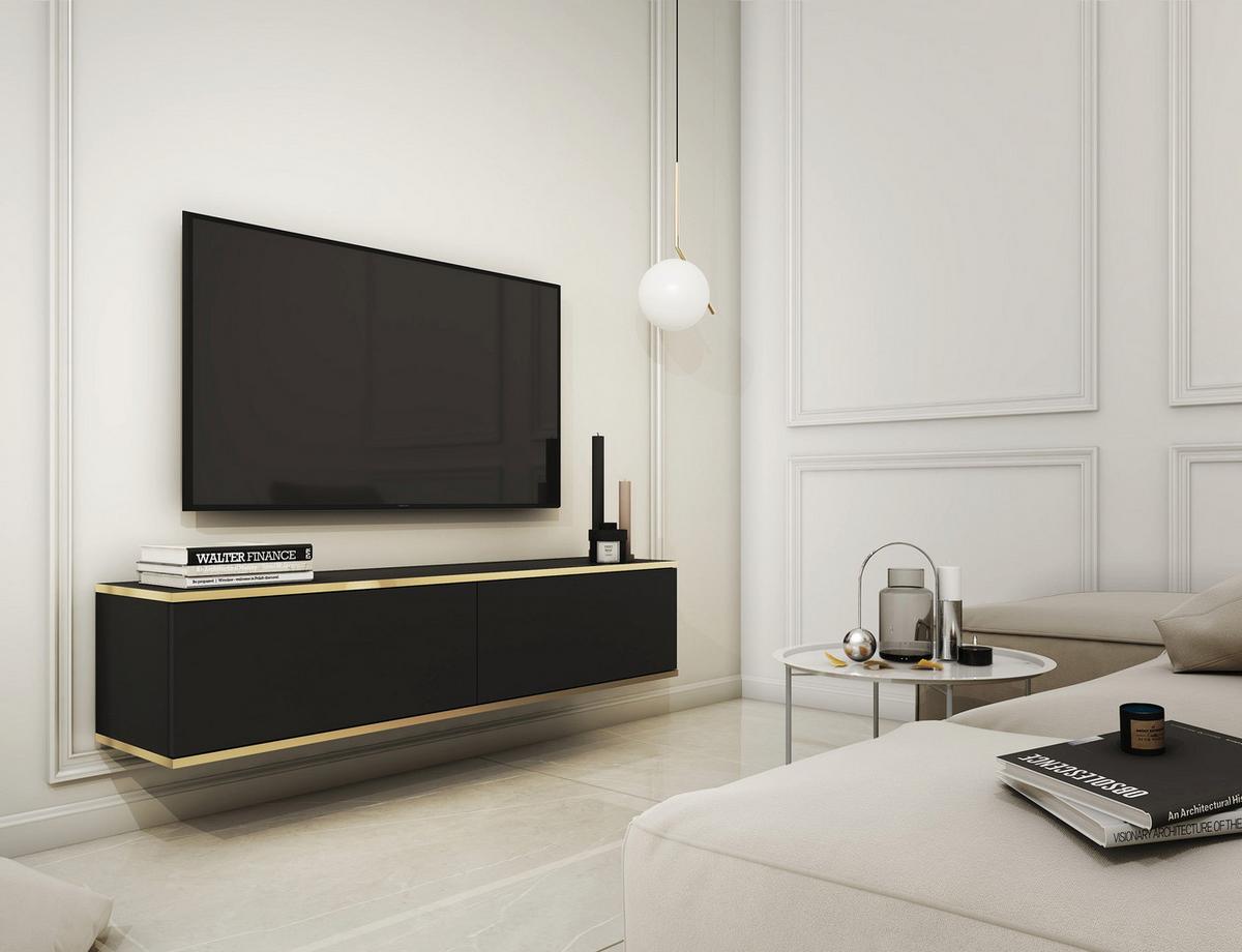TV-HÄNGEBOARD Mucalma Schwarze 135 cm - Schwarz, Holzwerkstoff (135/30/32cm) - Selsey