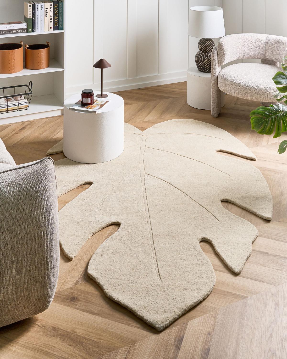 TEPPICH Cremeweiß 160/230 cm Wolle Nainital - Creme, Textil (160/230cm) - Beliani