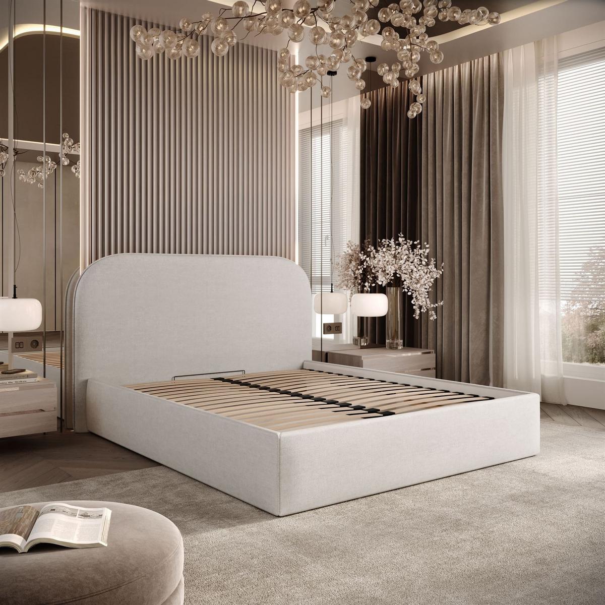 POLSTERBETT OLIMPIA mit Bettkasten 160x200, Perfect Harmony 01 - Naturfarben, Textil (160/200cm) - Lookway