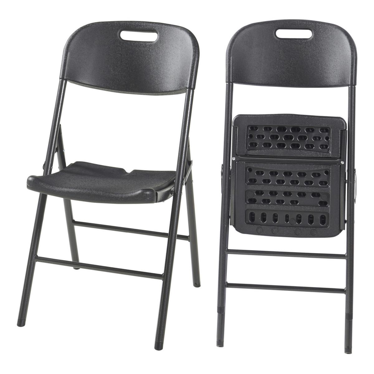 KLAPPSTUHL Ljusnarsberg - Schwarz, Kunststoff/Metall (46/87/53cm) - [en.casa]