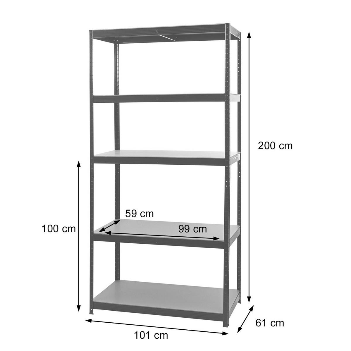 SCHWERLASTREGAL Silbergrau, Braun - Braun/Grau, Metall (101/200/61cm) - MCW