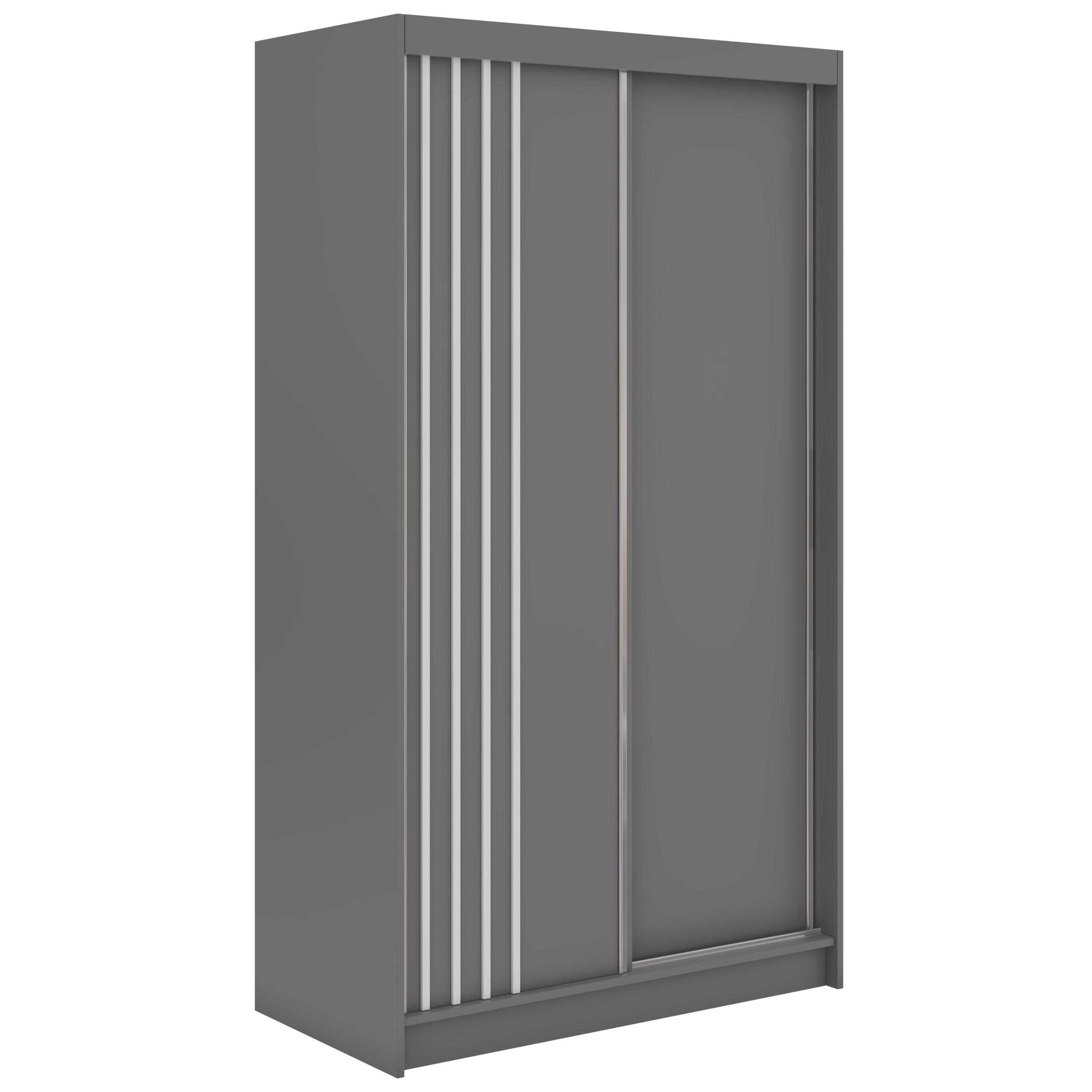 SCHWEBETÜRENSCHRANK mit Lamellen NAURU - 120 - Grau und Weiß - Alufarben/Weiß, Holzwerkstoff/Metall (120/216/61cm) - MKS