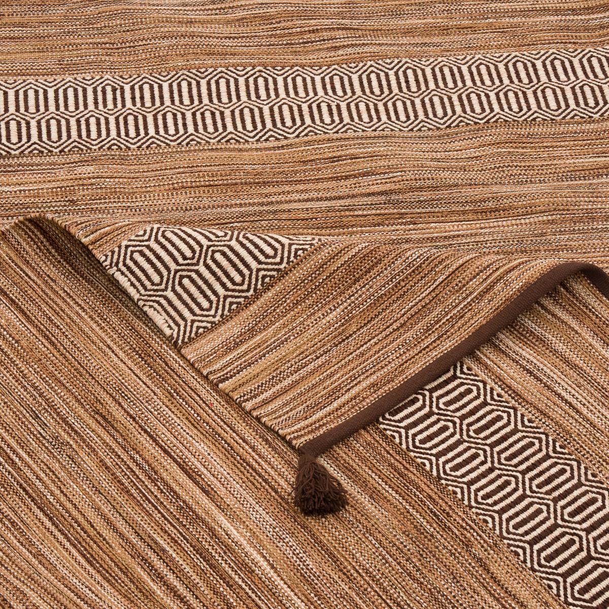 NATUR BAUMWOLLE TEPPICH KELIM TOSKANA - Braun, Textil (90/160cm) - Pergamon
