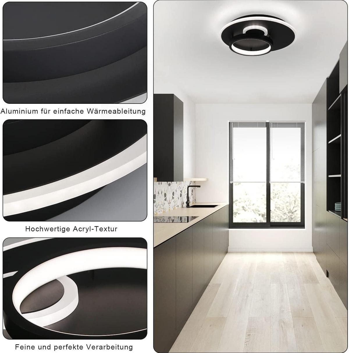 LED-DECKENLEUCHTE Peter 31 cm - Schwarz, Kunststoff (31/31/8.5cm) - Nettlife