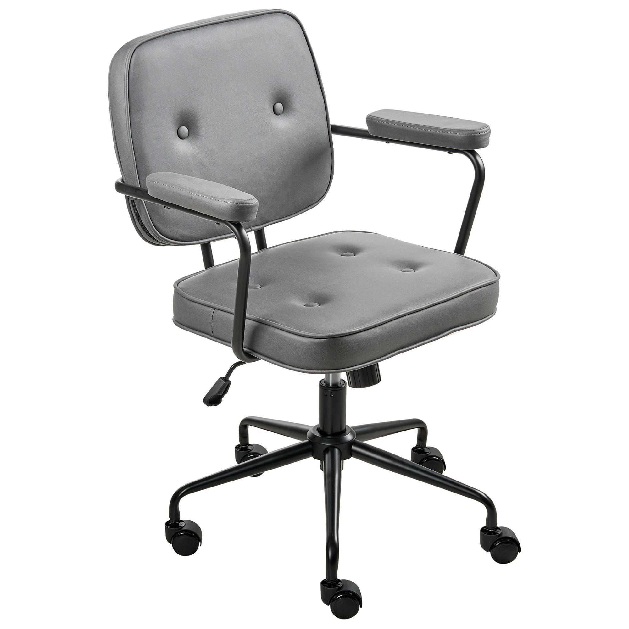 SCHREIBTISCHSTUHL Grau Pawnee - Schwarz/Grau, Textil (62/88/43cm) - Beliani