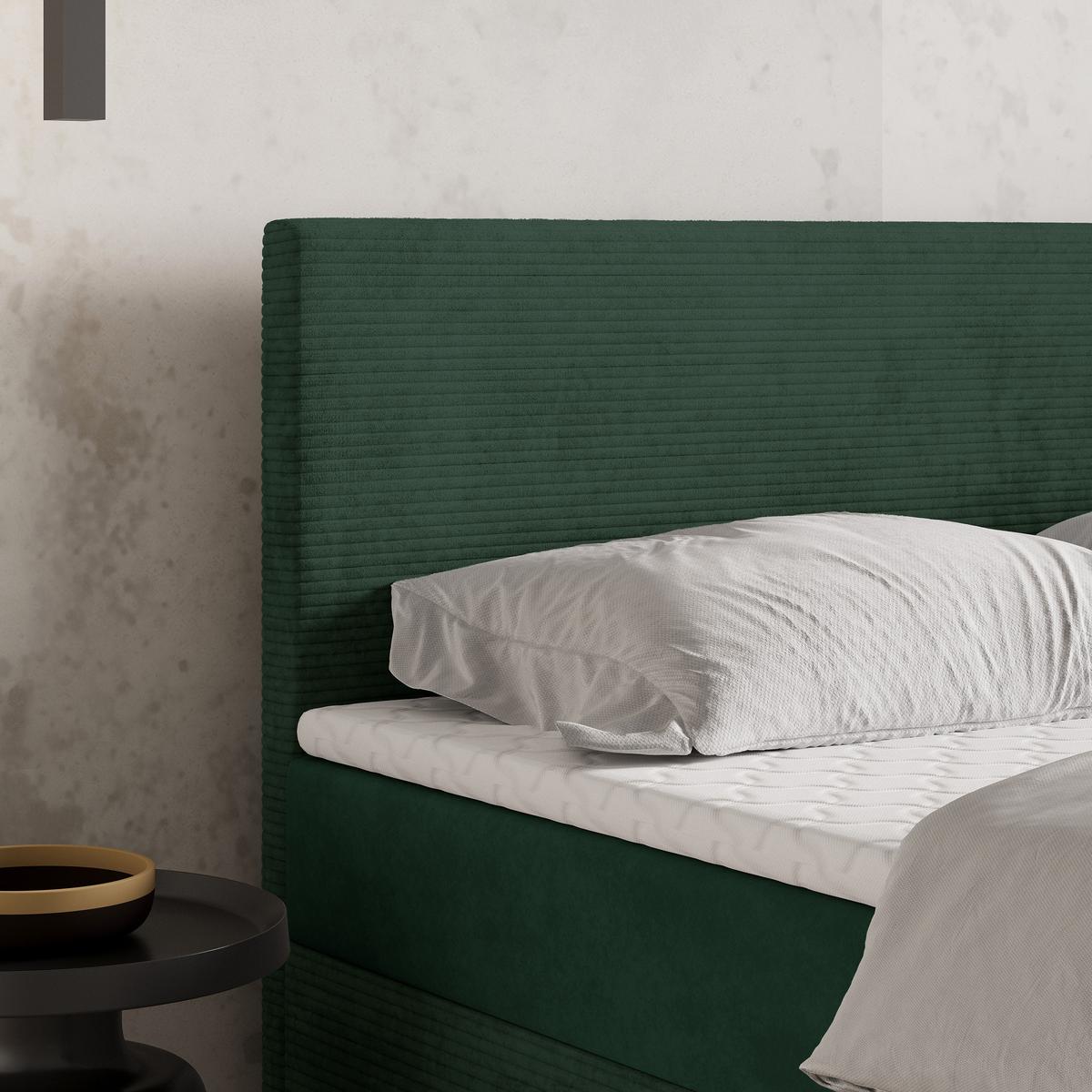 BOXBETT TORREL 160x200 cm mit Matratze und Topper - Grün - Grün, Holz (160/200cm) - MASSENO