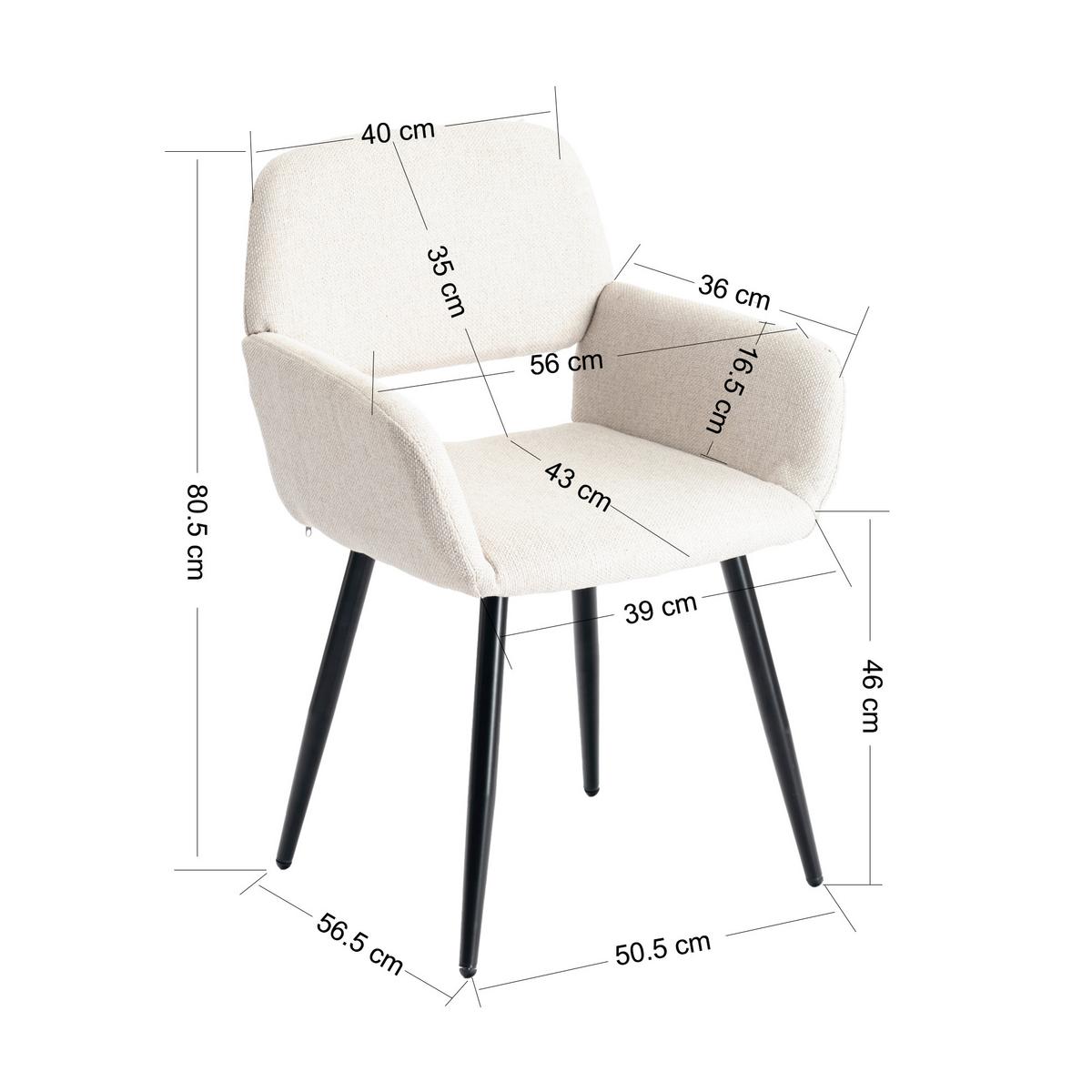 ARMLEHNSTUHL-SET 8 Stück beige - Beige, Holzwerkstoff/Textil (56/77/53cm) - Urban Meuble