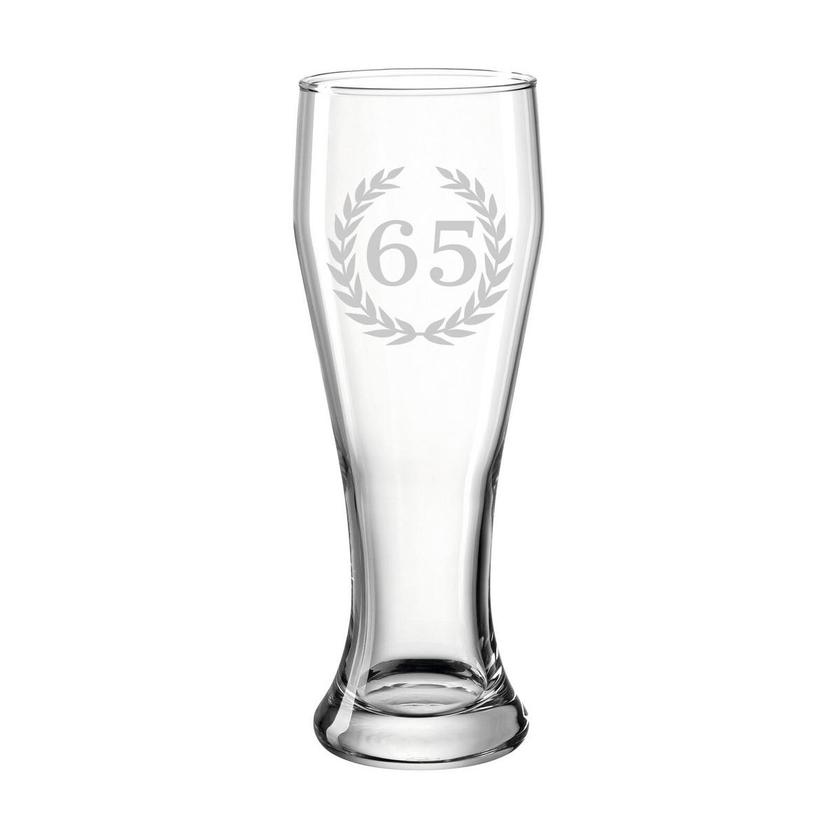 WEIZENBIERGLAS MIT GRAVUR 65. Jubiläum transparent 0,5 l - Transparent, Glas (0.5L) - LUXENTU