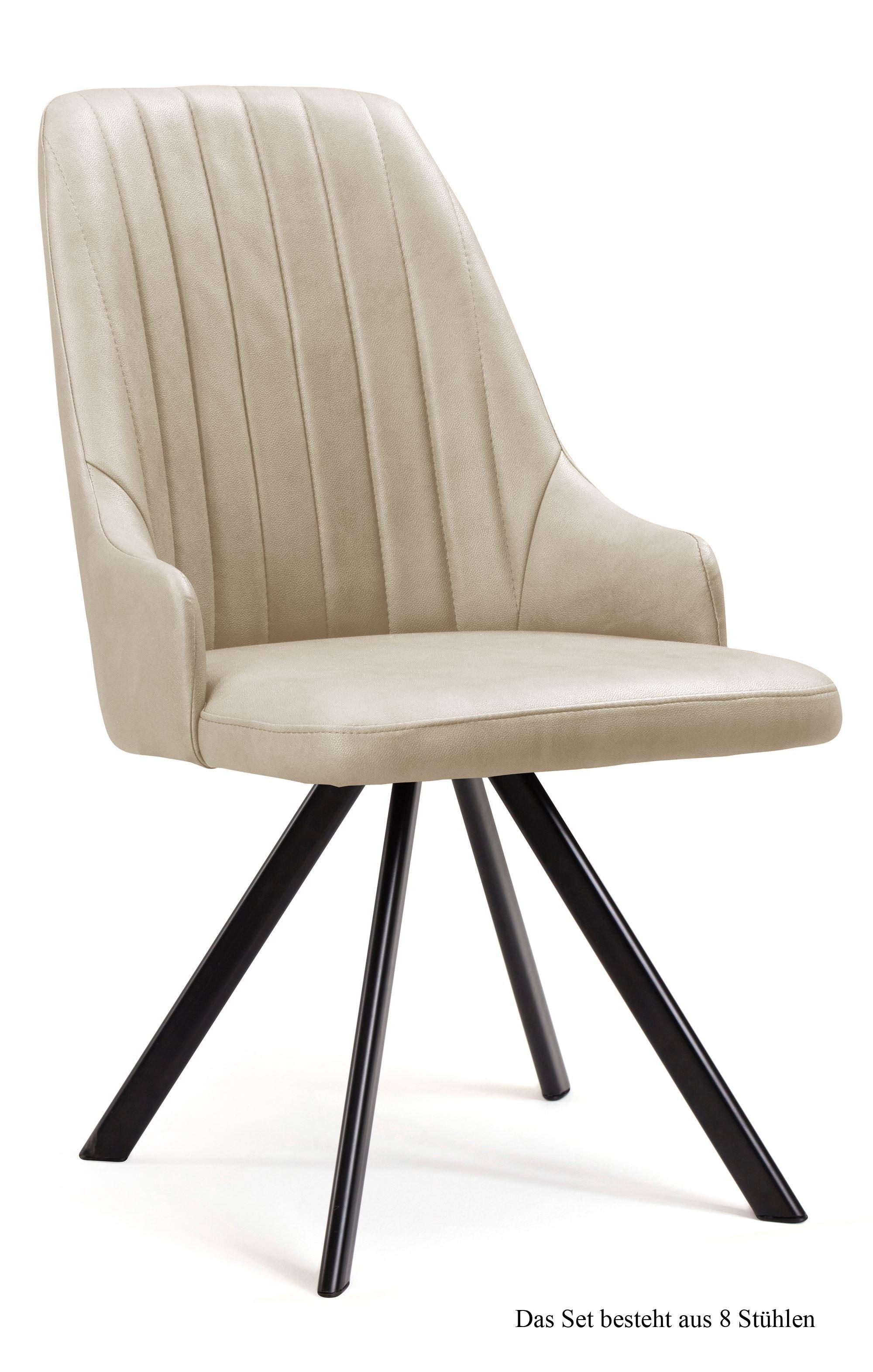 ESSZIMMERSTUHL drehbar (8er-Set) Devyn 52x91x60 Schwarz/Natur - Schwarz/Naturfarben, Kunststoff (60/91/52cm) - 58aufmkessel
