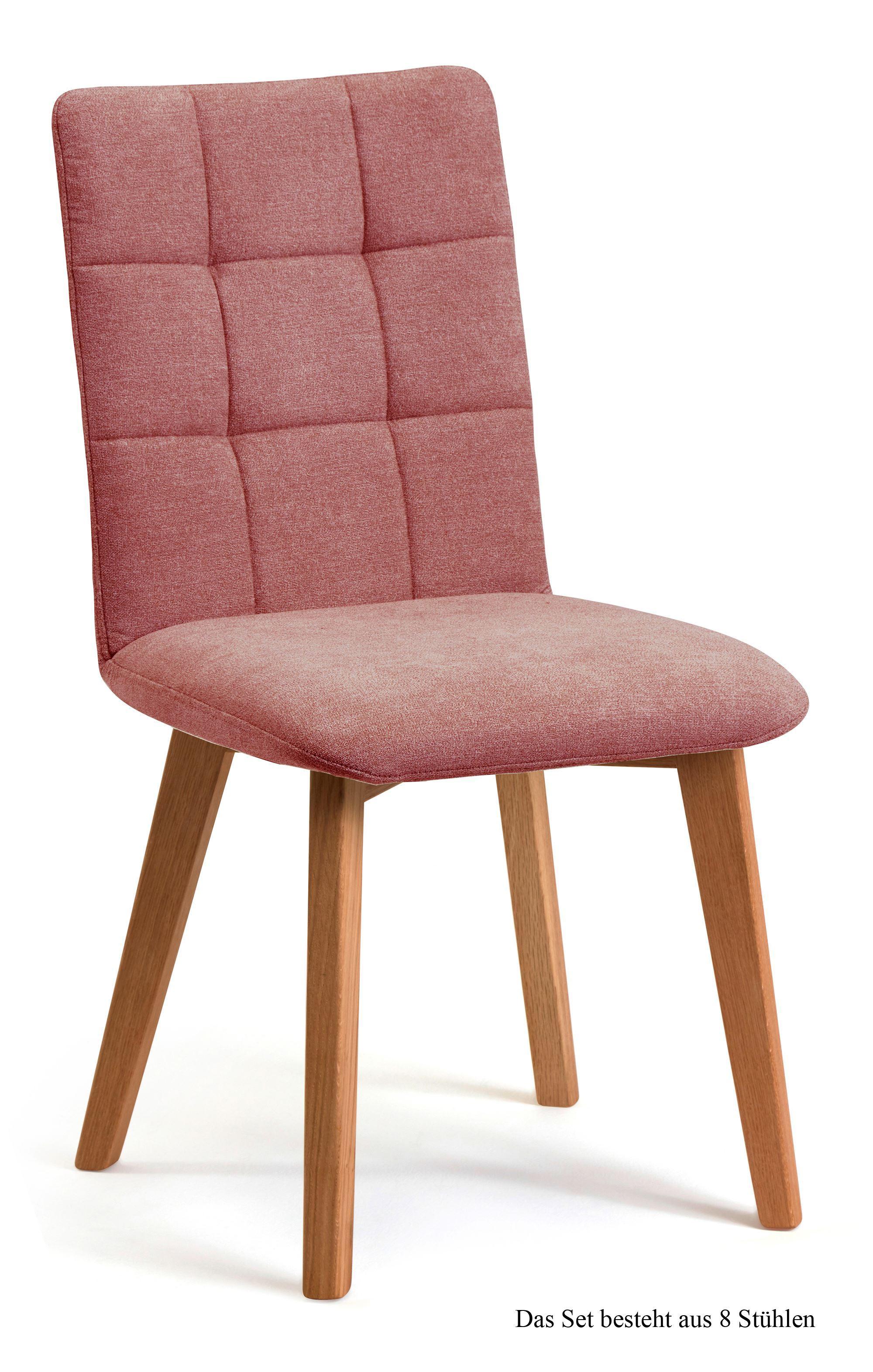 ESSZIMMERSTUHL (8er-Set) Dareen 47x91x60 Eiche geölt/Rosewood - Eichefarben/Dunkelrosa, Kunststoff (60/91/47cm) - 58aufmkessel