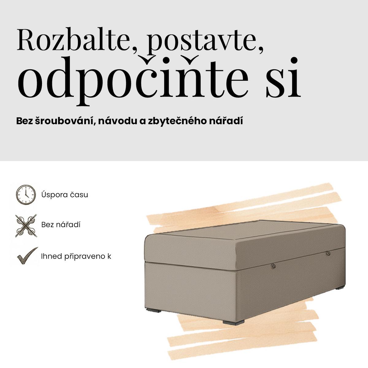 BOXBETT WOOD ZERO 90/200 - Hellbraun Cord - H3 - Topper T25 - Hellbraun, Textil (90/200cm) - MKS